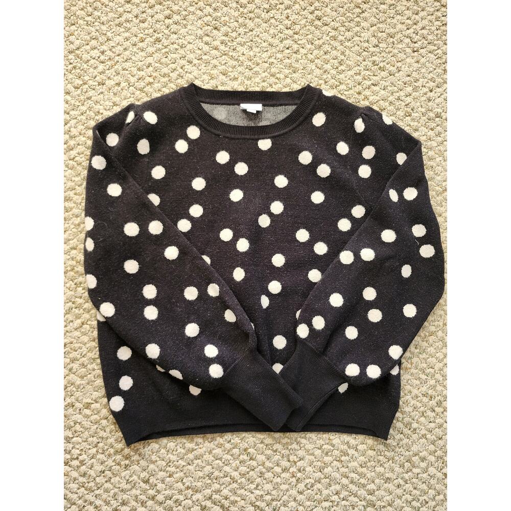 Lularoe Womens XLarge Sweater‎ Black White Polka Dots Balloon Sleeves